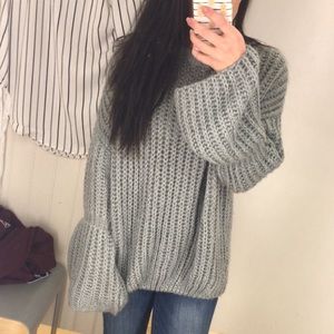 Grey bell sleeve sweater